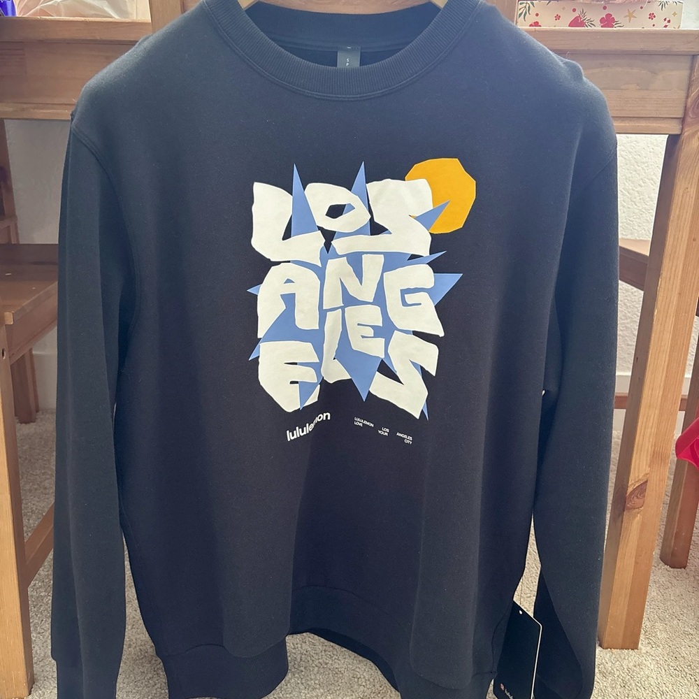 lululemon athletica Black Graphic Men's Sweater Long sleeve top sweatershirt tan